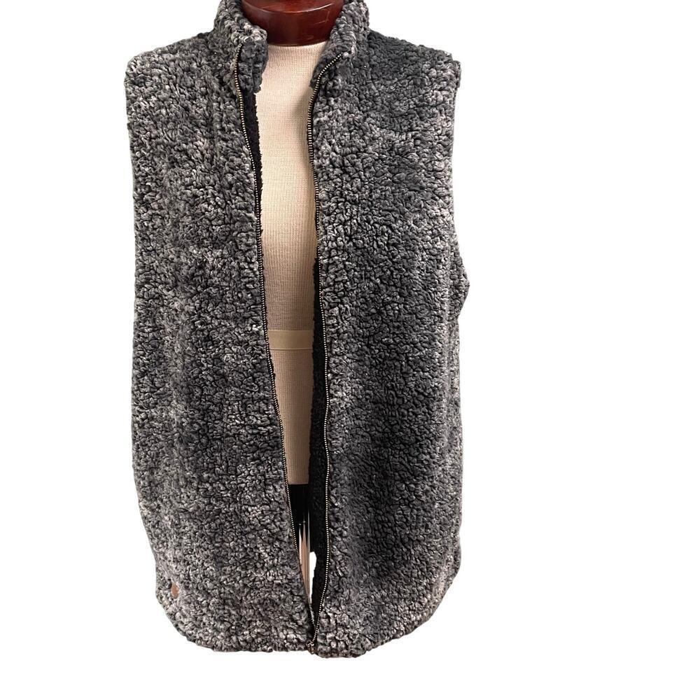 Kaleidoscope Soft Sherpa Full Zip Vest Size Large Layering Pockets Casual Warm